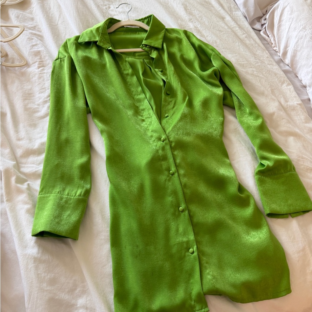 Peppermayo Satin Button-Down Dress